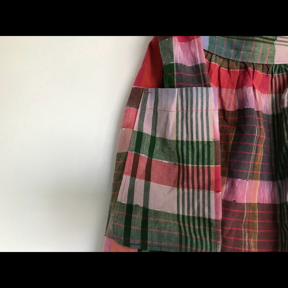 Aerie Pink & Green Plaid Cotton Skirt with Pockets Size Small Petite - Picture 4 of 6